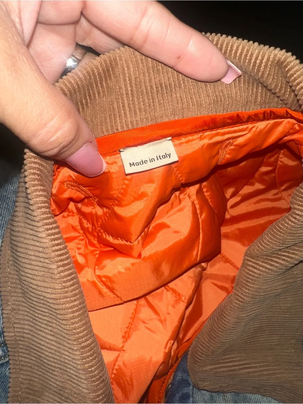 Gucci Reversible Blue Denim Jacket with Orange Quilted Lining